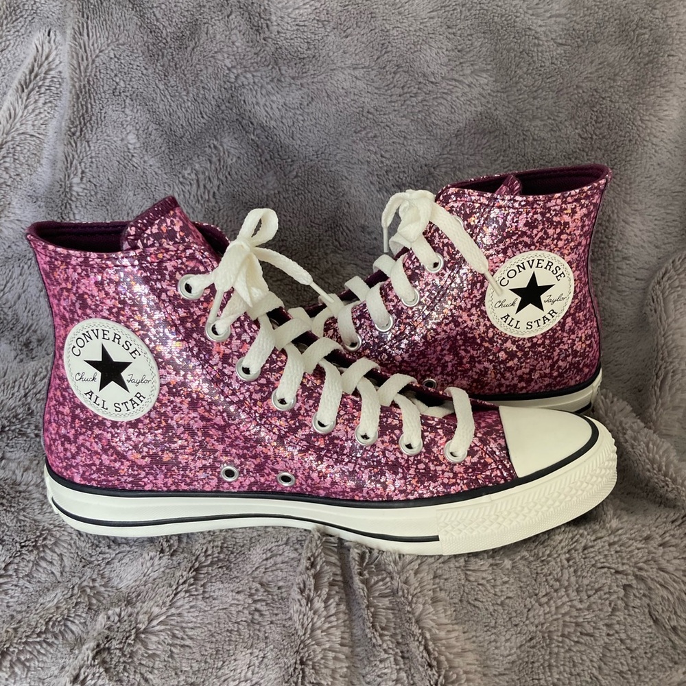 Converse All Star Chuck Taylor Glitter Hi Tops Orchid Abyss Black Women's Sz 9.5